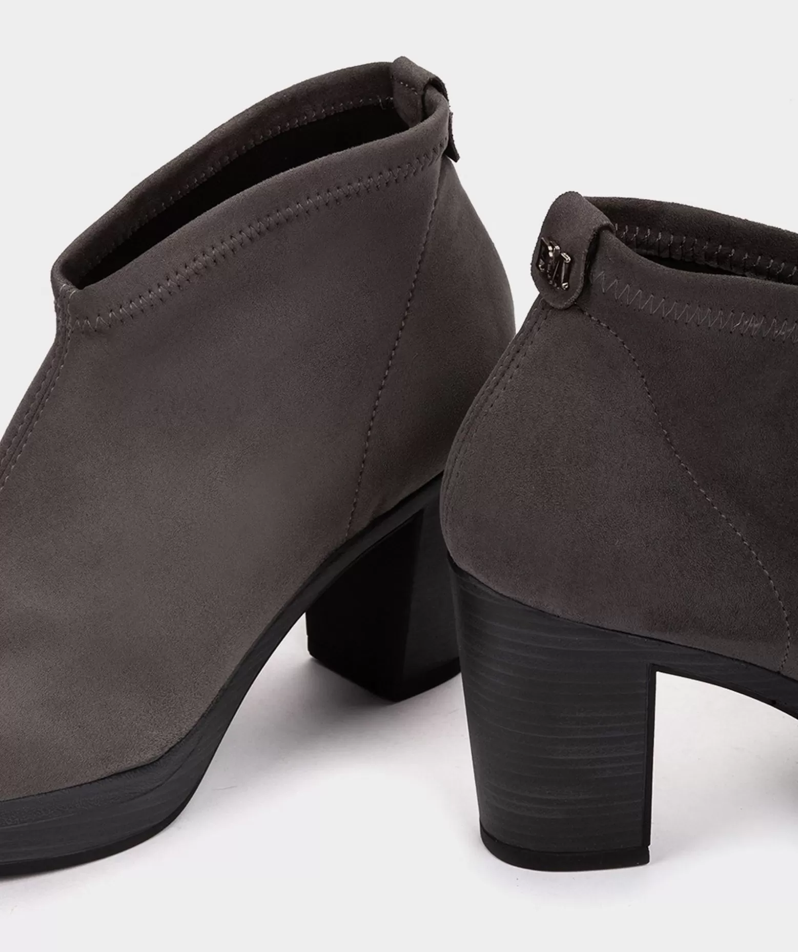 Pedro Miralles Botins | Ankle Boot De Couro Vegan Elastico Efeito Camurca Cinza Ante Strech Asfalto