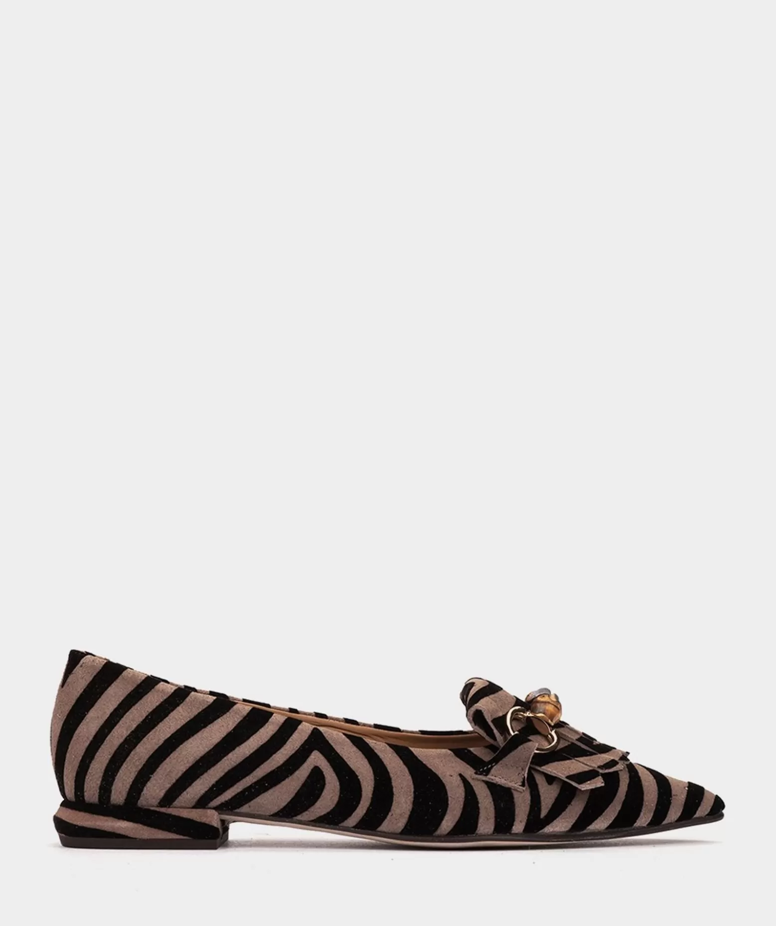 Pedro Miralles Sapatos Rasos | Bailarinas Em Pele Com Padrao Animal Print Zebra Acero