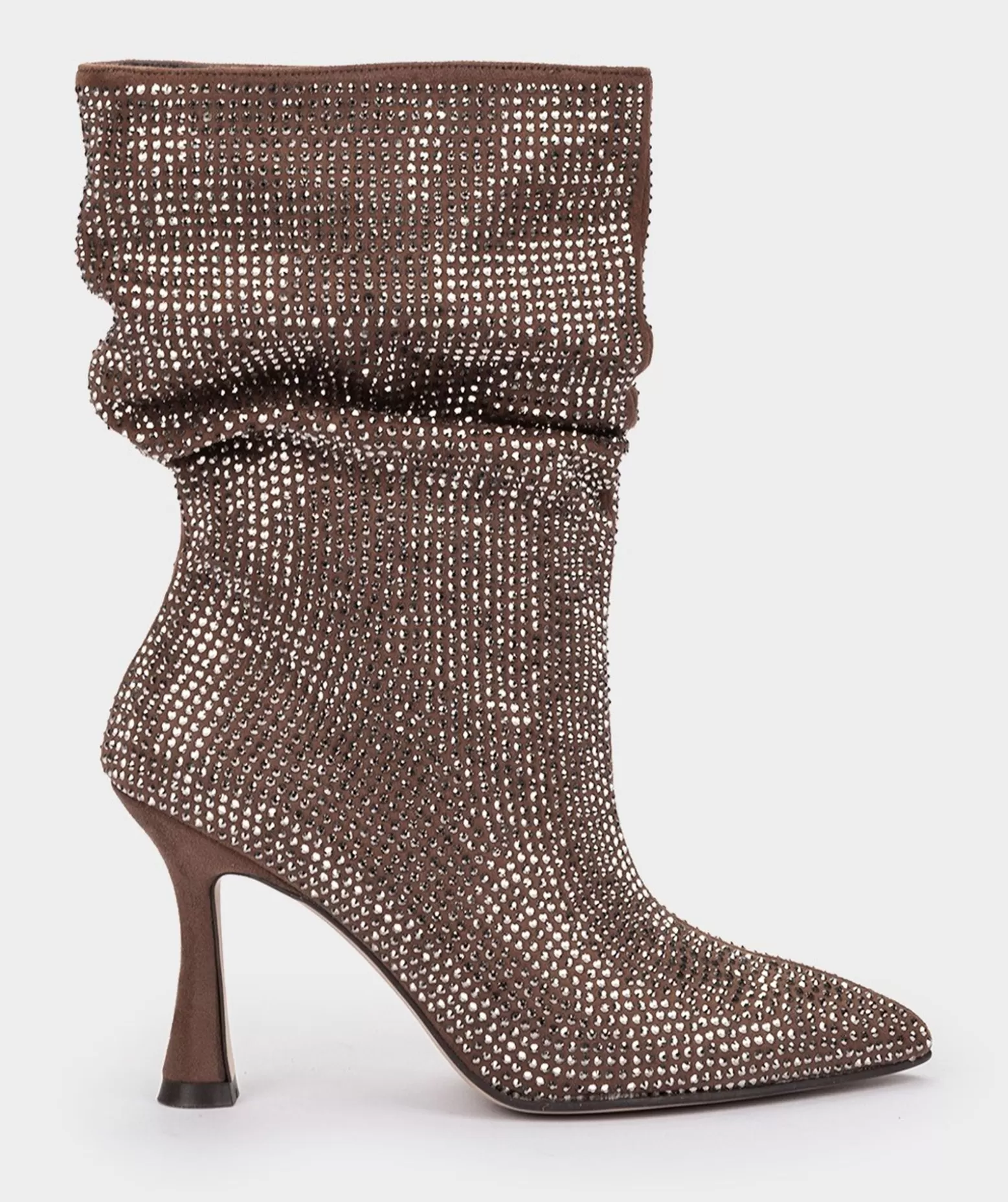 Pedro Miralles Botas | Botas De Cano Medio Com Strass Ante Strech Taupe