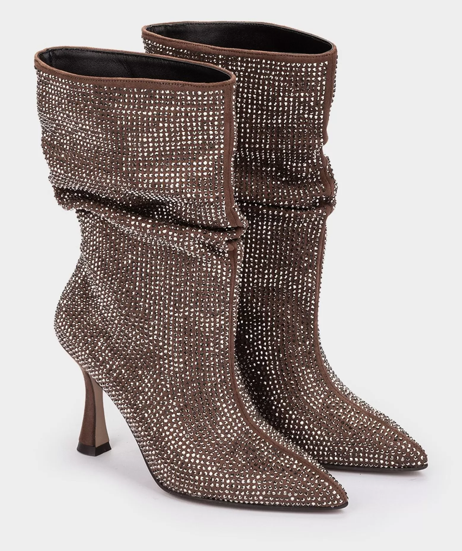 Pedro Miralles Botas | Botas De Cano Medio Com Strass Ante Strech Taupe