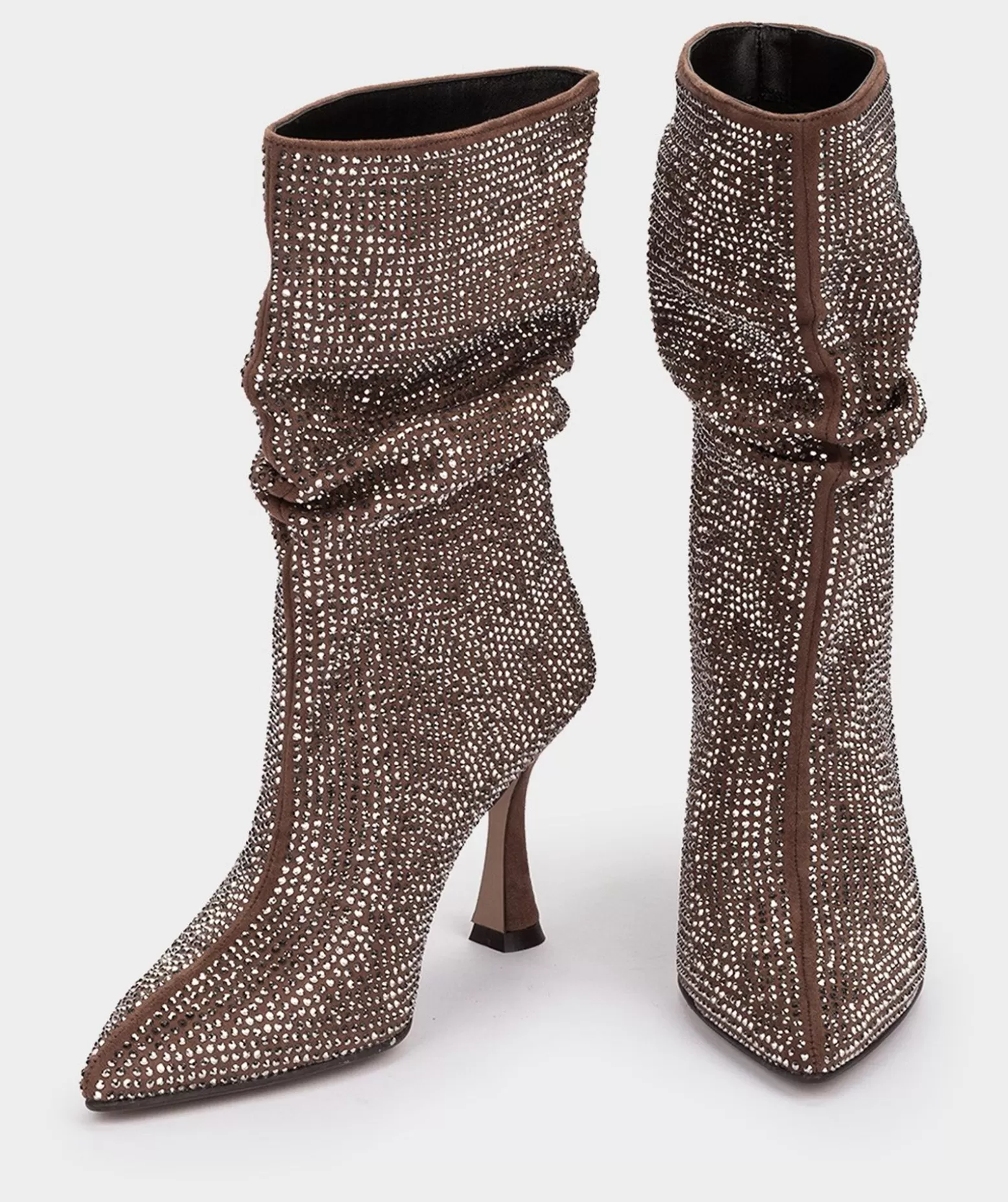 Pedro Miralles Botas | Botas De Cano Medio Com Strass Ante Strech Taupe