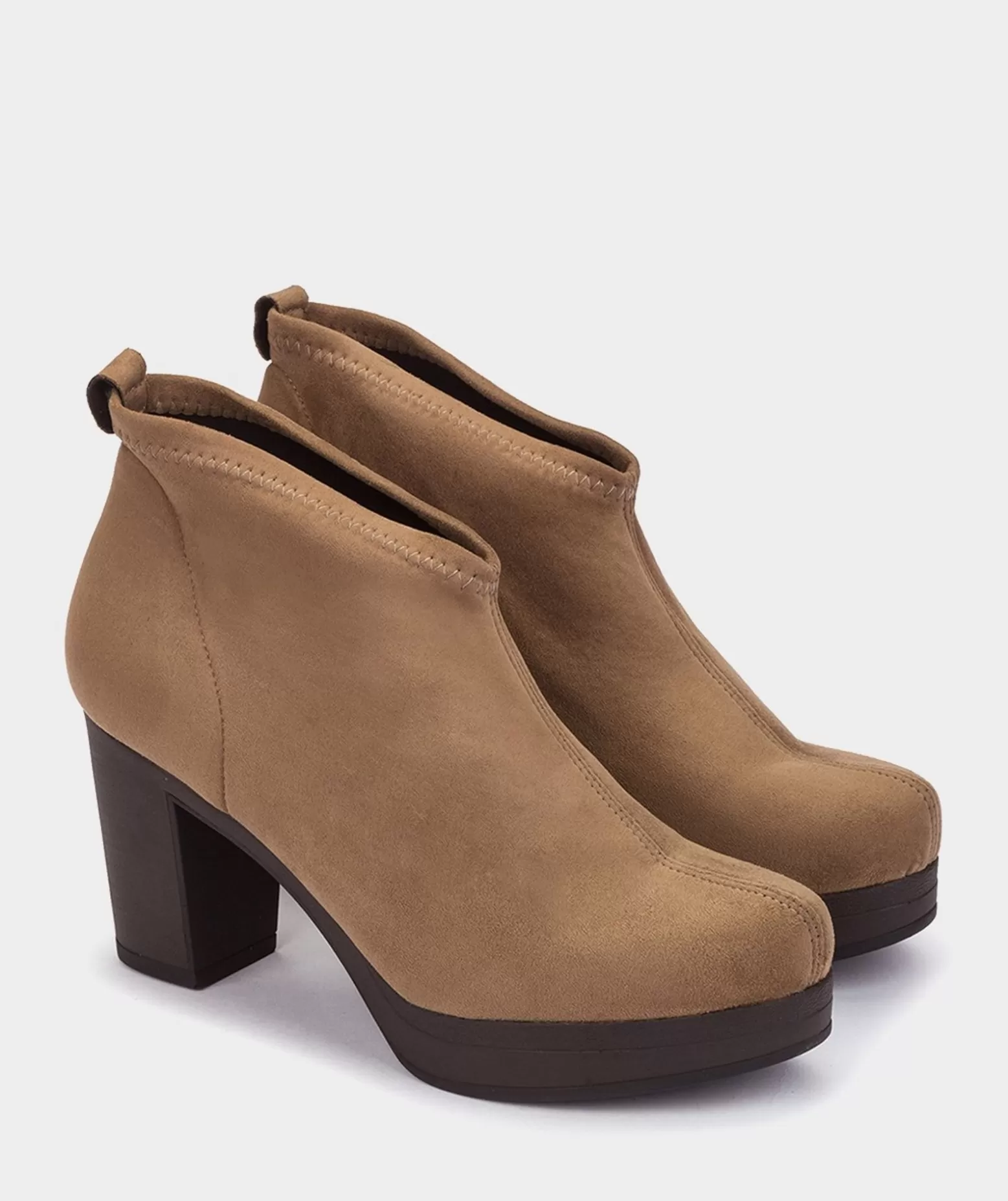 Pedro Miralles Botins | Botas De Couro Vegano. Ante Strech Taupe