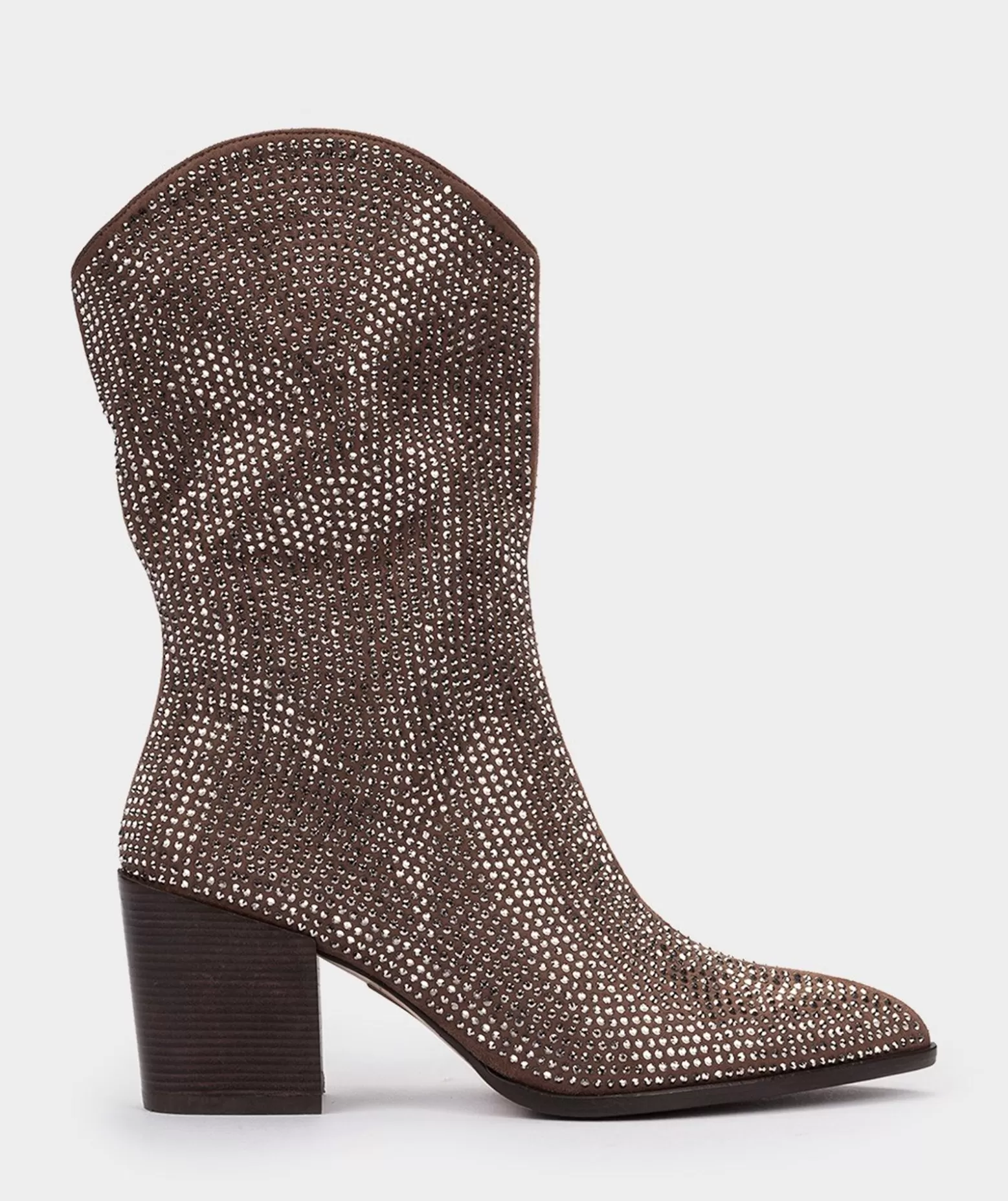 Pedro Miralles Botas | Botas De Tecido De Cano Medio Com Strass Ante Strech Taupe