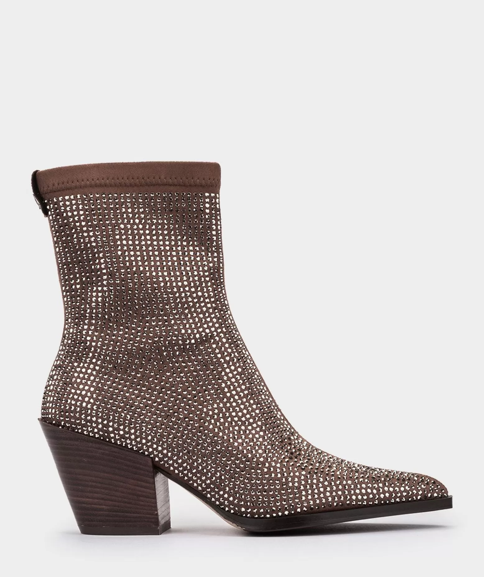 Pedro Miralles Botins | Botins De Tecido Marrom Com Strass Ante Strech Taupe