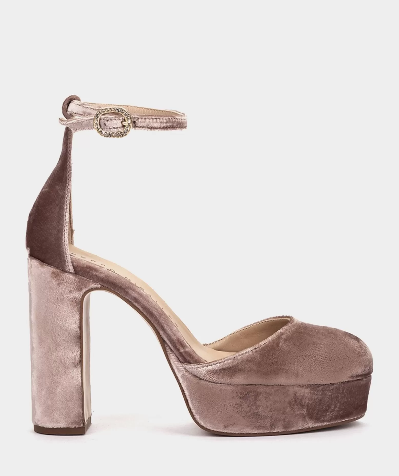 Pedro Miralles Sapatos Tacao | Sandalia Salto Plataforma Confeccionada Em Veludo Nude Velvet Nude