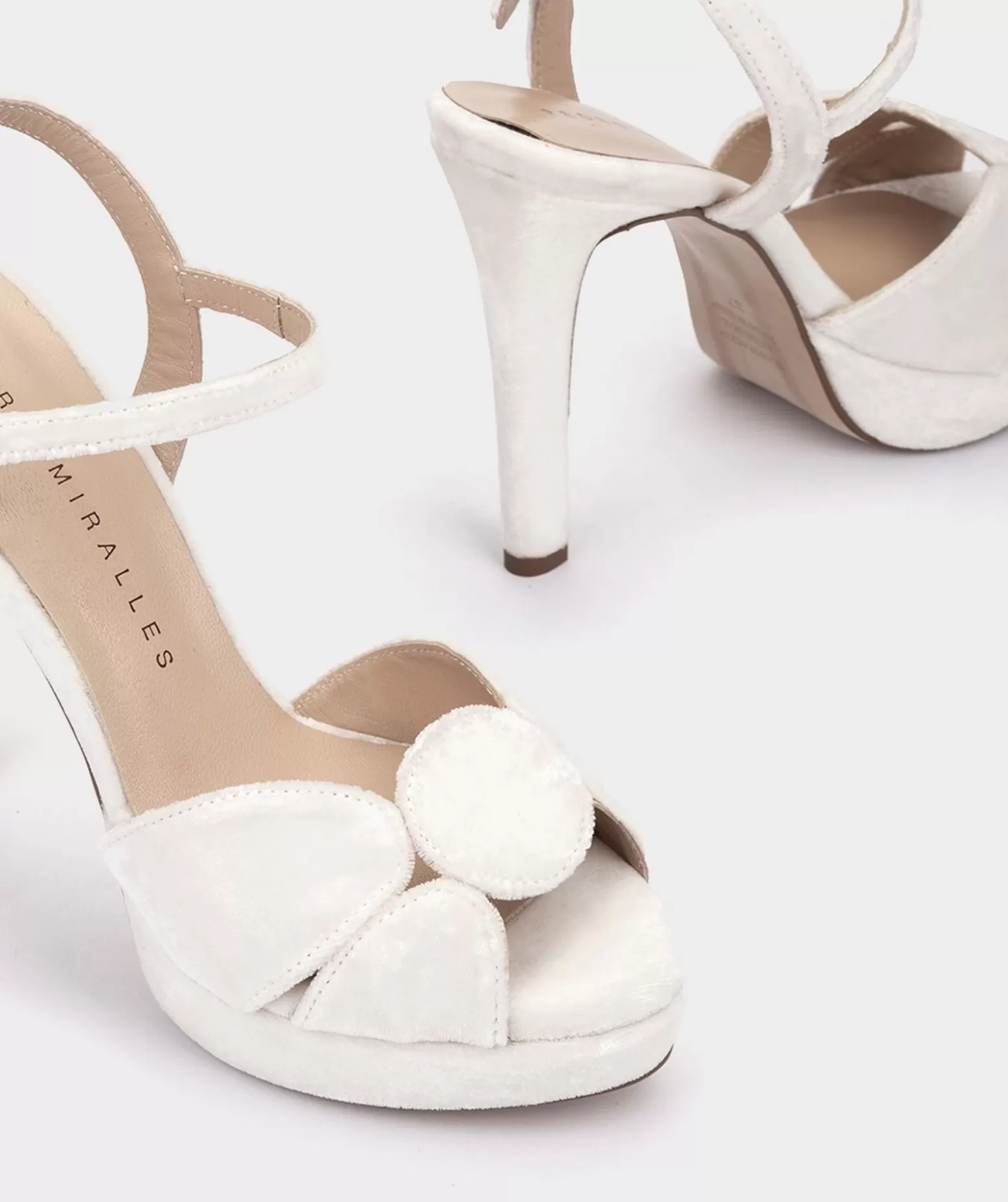 Pedro Miralles Sandalias Tacao | Sandalia Salto Veludo Com Plataforma Velvet Blanco